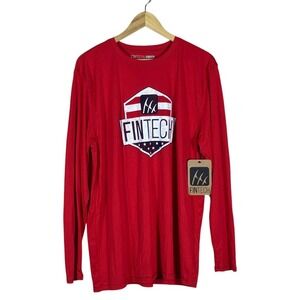 NWT Fintech Sun Defender Graphic Long Sleeve Shirt Red Patriotic UV Size L